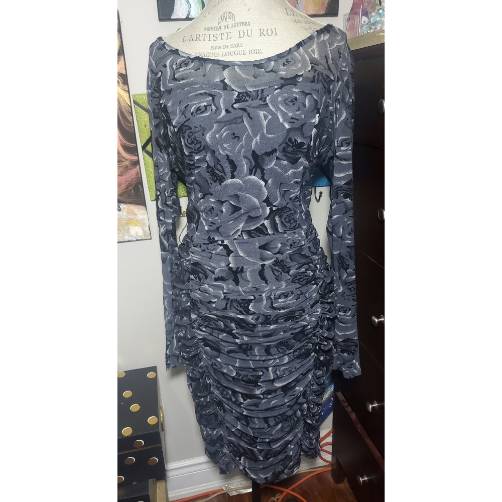 Body Con Black and Grey Rouched dress